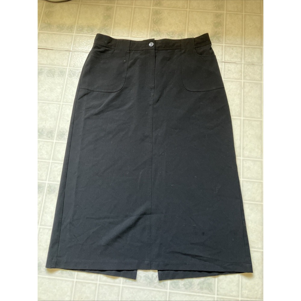 CHRISTOPHER & BANKS SKIRT BLACK Size 16 LONG and modest RAYON Stretch